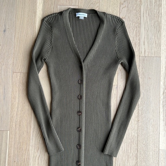 Calvin Klein Ribbed Green Dress - Picture 3 of 9